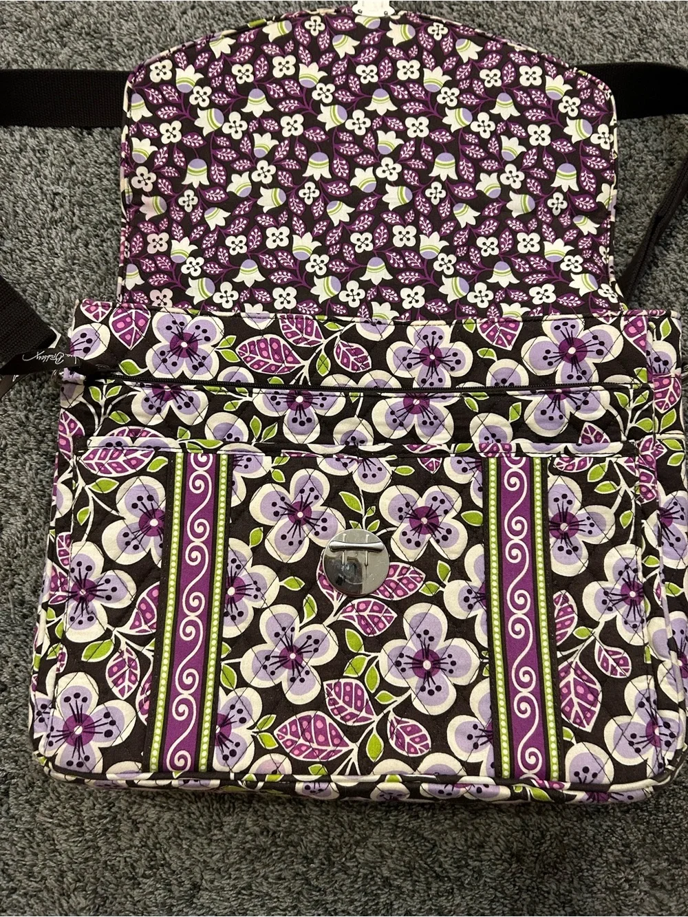Vera Bradley Plum Petals Messenger/Laptop/School Bag - Excellent Condition